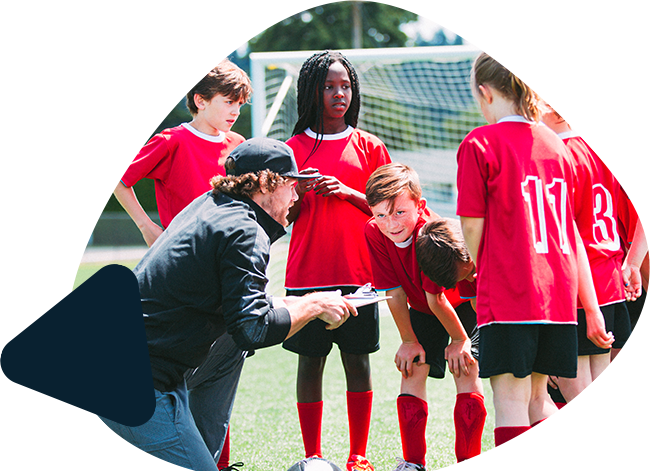 Coach with team